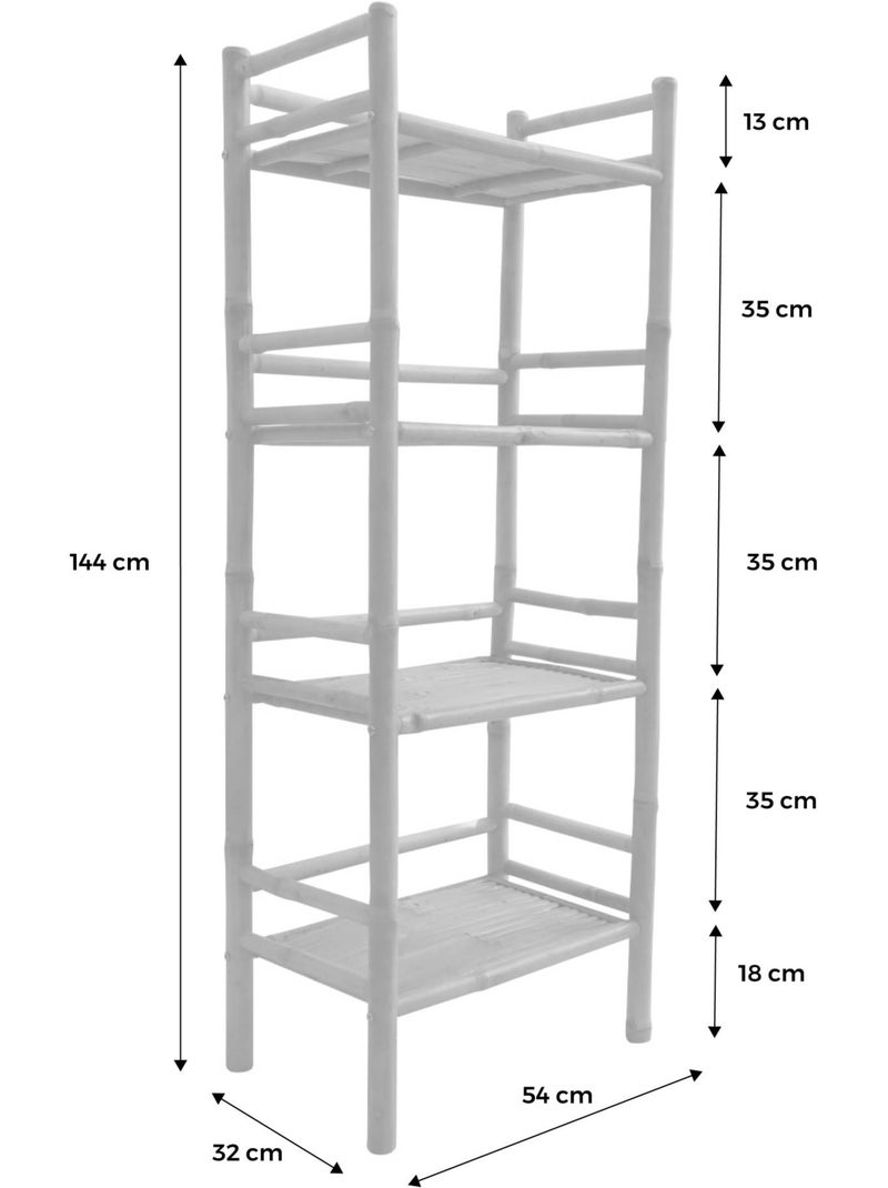 Etagère bibliothèque exotique bambou 4 niveaux fidji Beige naturel - Kiabi