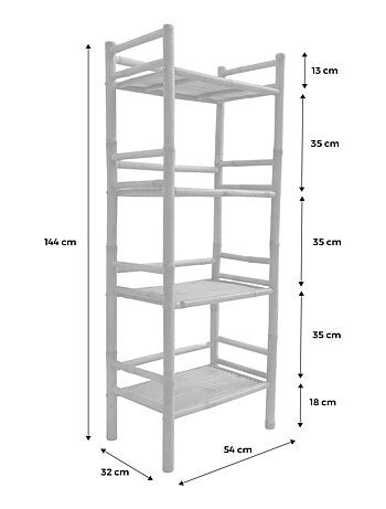 Etagère bibliothèque exotique bambou 4 niveaux Fidji