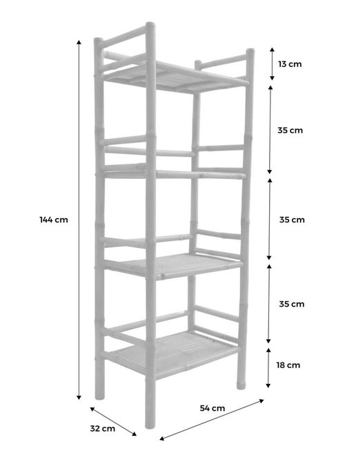 Etagère bibliothèque exotique bambou 4 niveaux Fidji - Kiabi