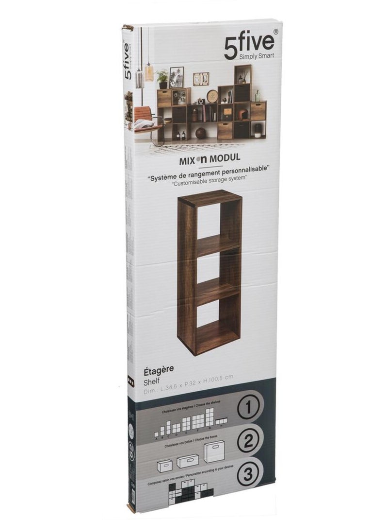 Étagère colonne 3 cases en bois et métal MIX'N MODUL Marron - Kiabi