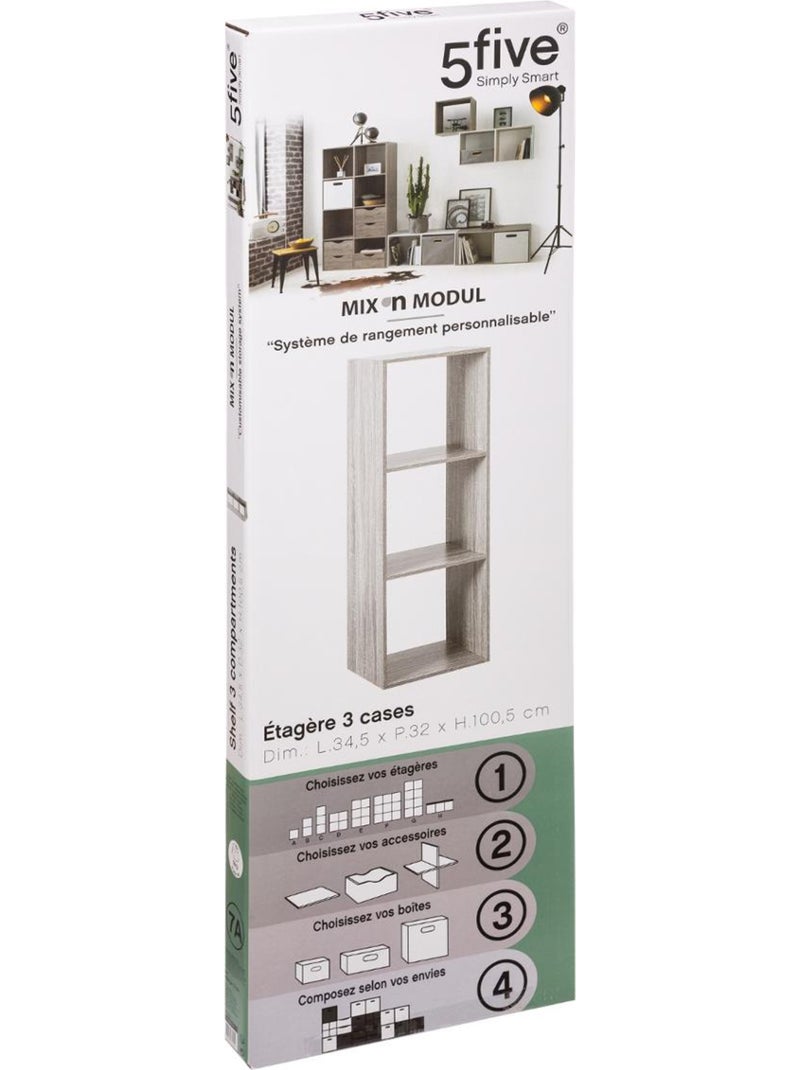 Étagère colonne 3 cases MIX'N MODUL Gris - Kiabi