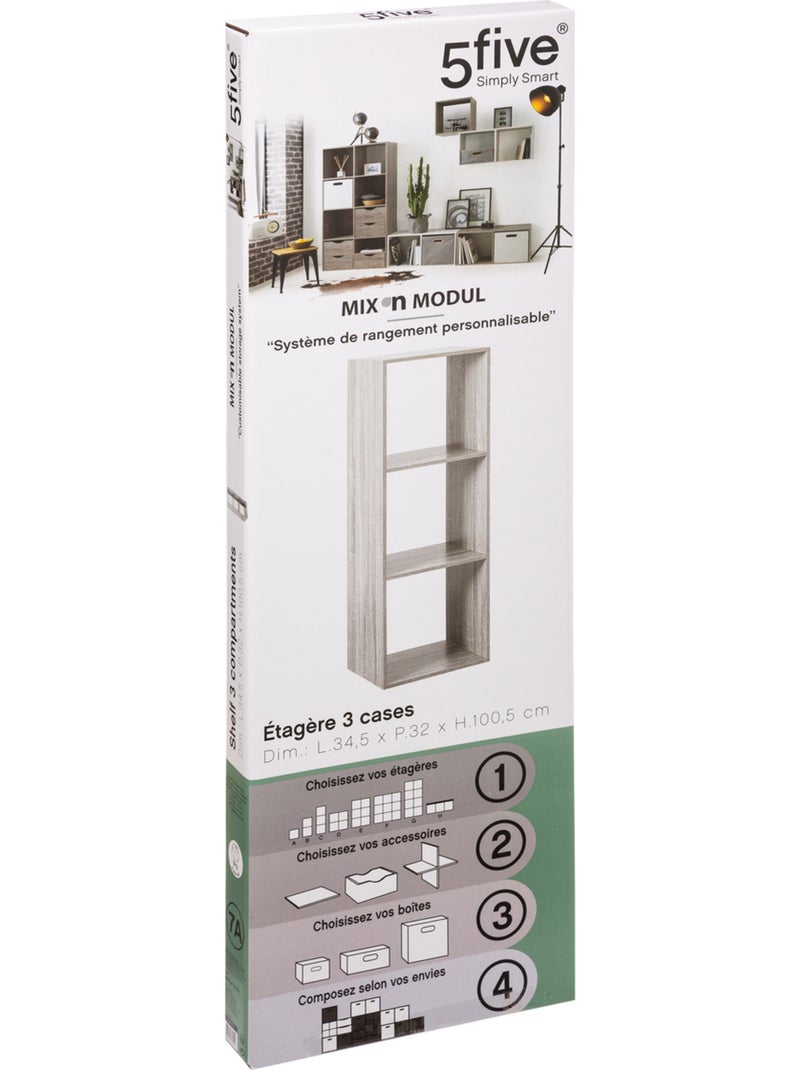 Étagère colonne 3 cases MIX'N MODUL Gris - Kiabi