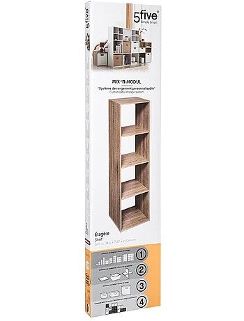 Étagère colonne 4 cases en bois MIX'N MODUL