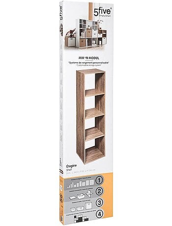 Étagère colonne 4 cases en bois MIX'N MODUL