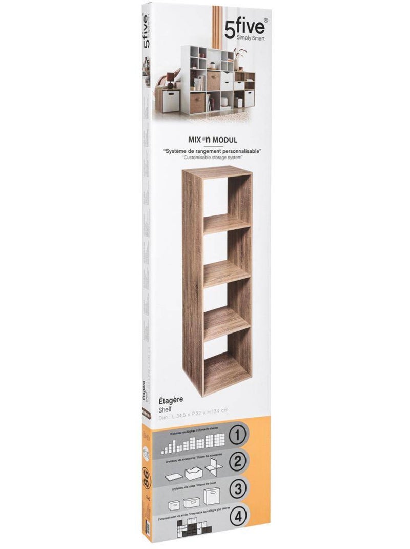Étagère colonne 4 cases en bois MIX'N MODUL Beige - Kiabi