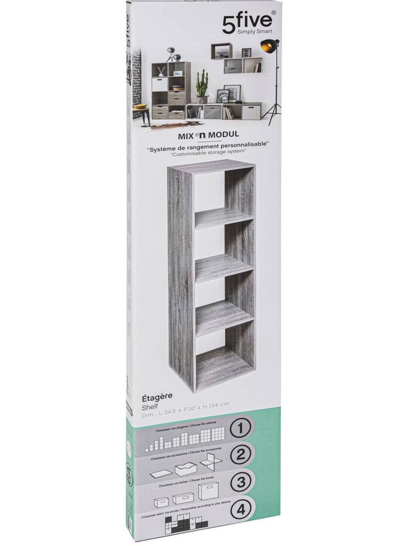 Étagère colonne 4 cases en bois MIX'N MODUL Gris - Kiabi