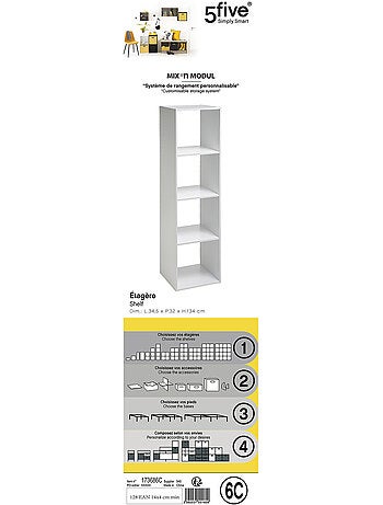 Étagère colonne 4 cases en bois MIX'N MODUL