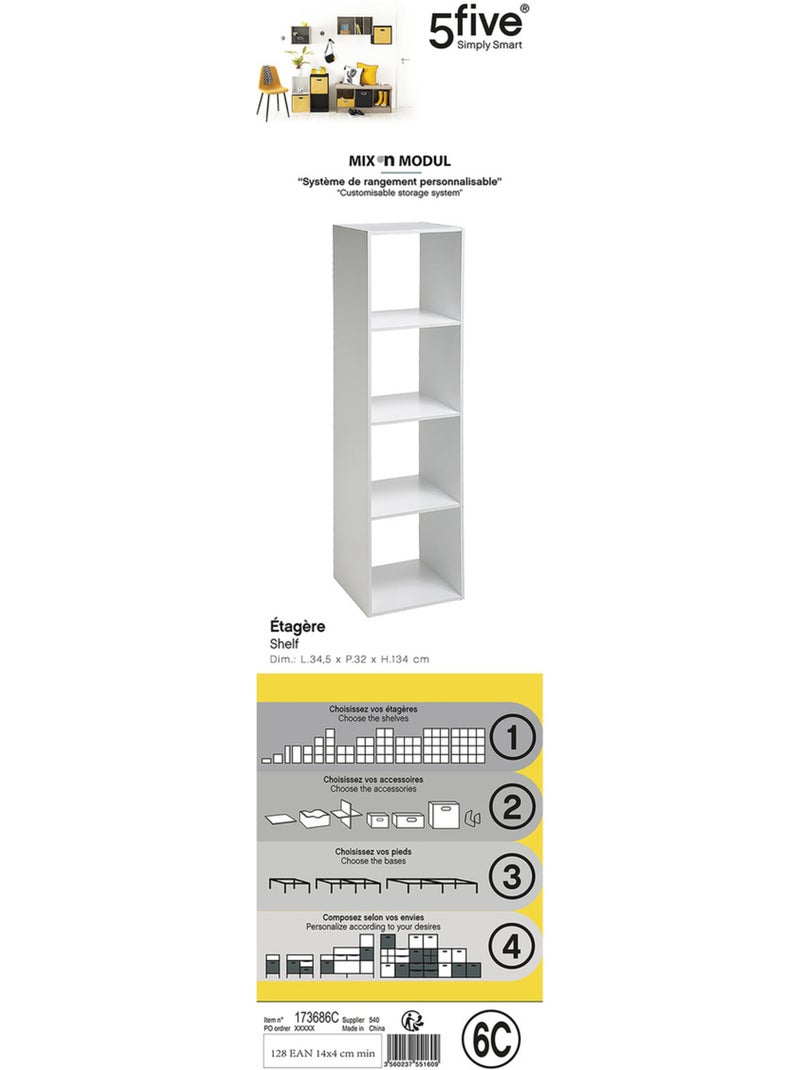 Étagère colonne 4 cases mix'n modul Blanc - Kiabi