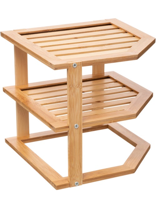 Étagère d'angle 2 niveaux bambou - Kiabi