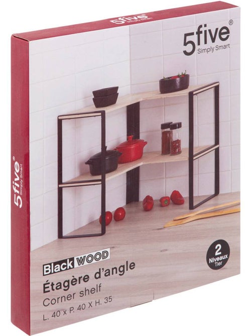 Étagère d'angle 2 niveaux blackwood - Kiabi