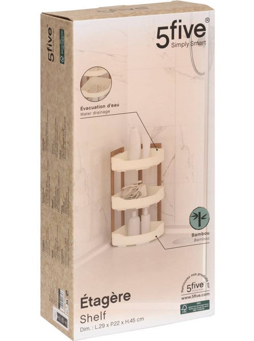 Étagère d'angle 3 niveaux en bambou NATURÉO - Kiabi