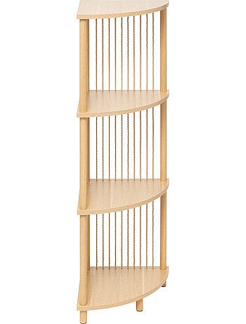 Étagère d'angle 4 niveaux en bois et corde KORD