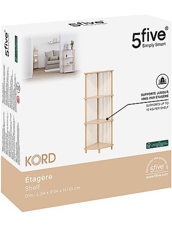 Étagère d'angle 4 niveaux en bois et corde KORD