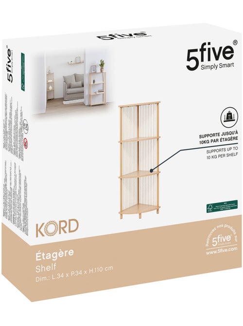 Étagère d'angle 4 niveaux en bois et corde kord - Kiabi