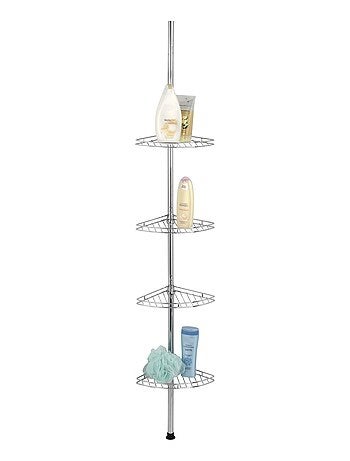 Etagère d'angle de douche télescopique 4 niveaux en inox