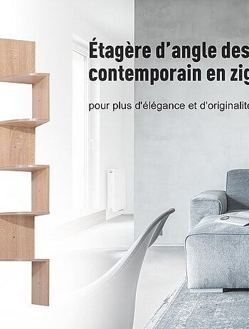 Etagère d'angle design zig zag 5 niveaux