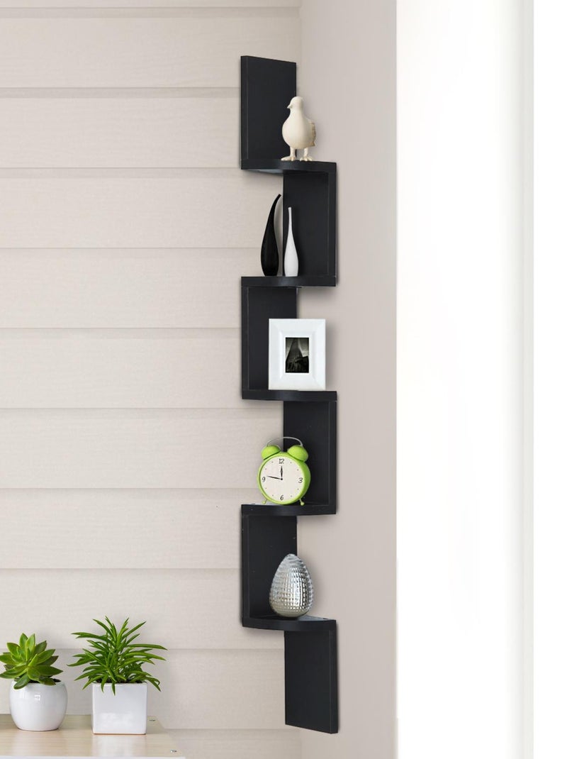 Étagère d'angle design zig zag noire Noir - Kiabi