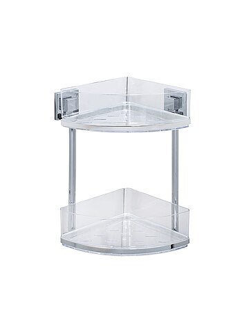 Etagère d'angle en acier inox Quadro 2 niveaux