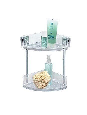 Etagère d'angle en acier inox Quadro 2 niveaux