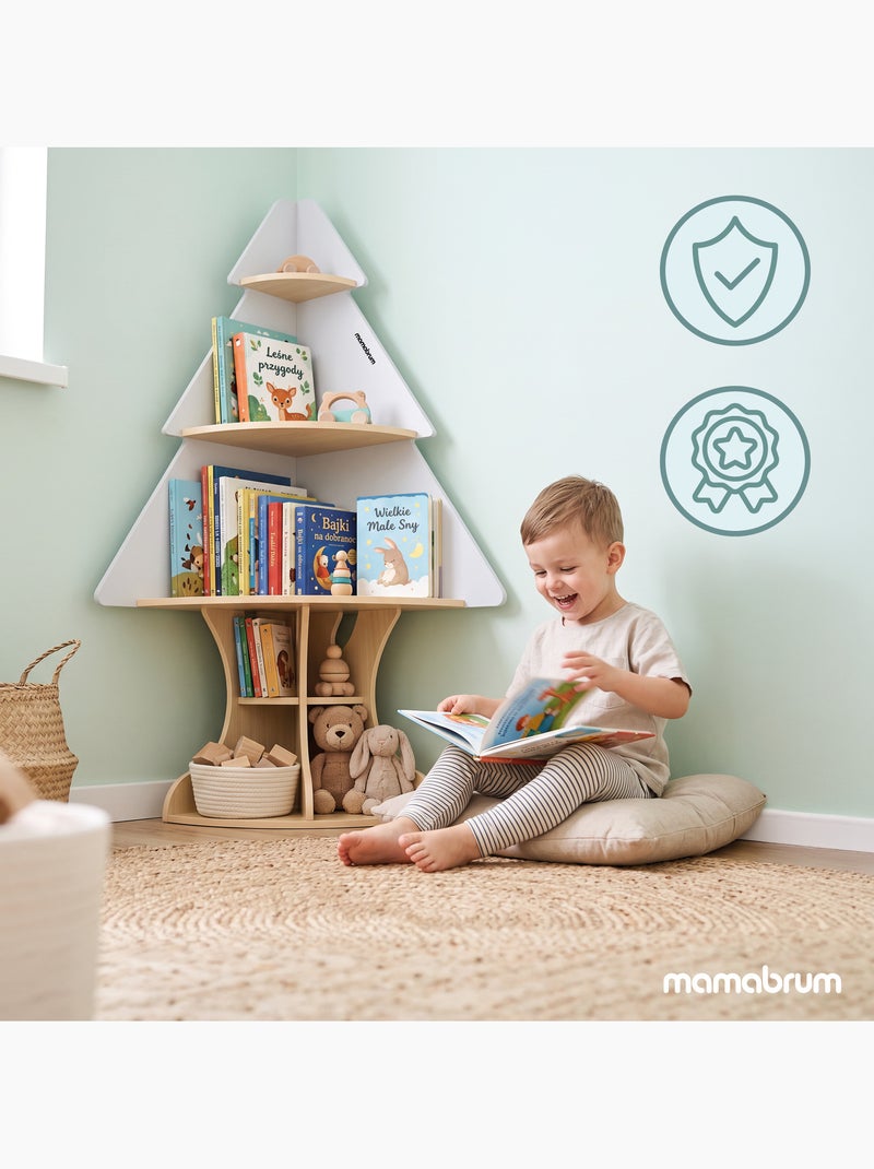 Etagere d'angle enfant arbre bois et gris rangement jouets mamabrum Marron - Kiabi