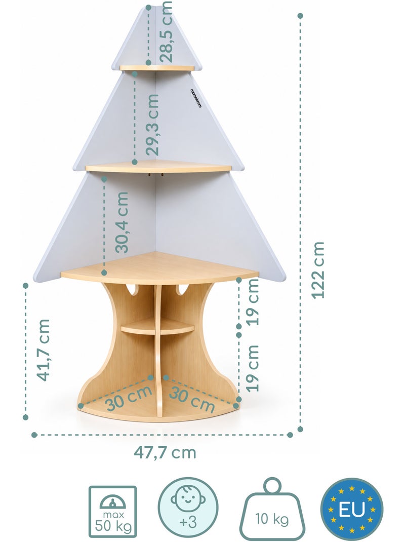Etagere d'angle enfant arbre bois et gris rangement jouets mamabrum Marron - Kiabi