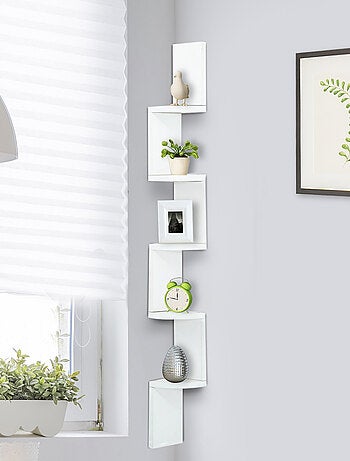 Étagère d'angle zig zag 5 niveaux blanche