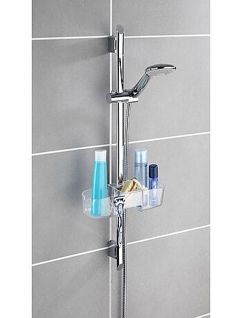 Etagère de douche 3 paniers et 2 crochets sans perçage à fixer sur barre