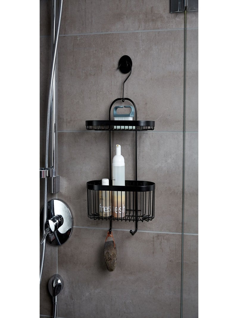 Etagère de douche suspendue 2 niveaux en inox CLASSIC Noir - Kiabi