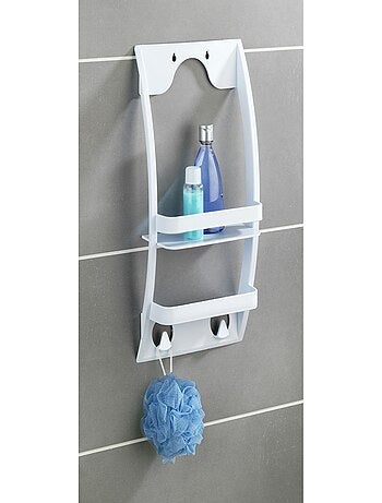 Etagère de douche suspendue 2 niveaux et 2 crochets