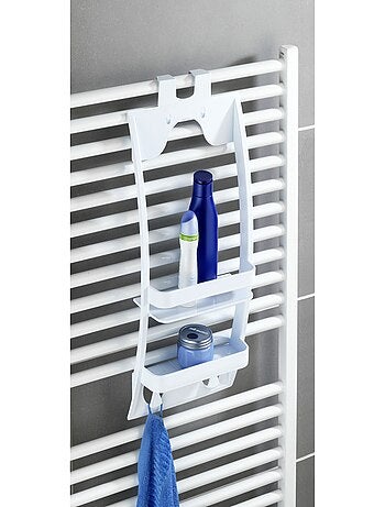 Etagère de douche suspendue 2 niveaux et 2 crochets