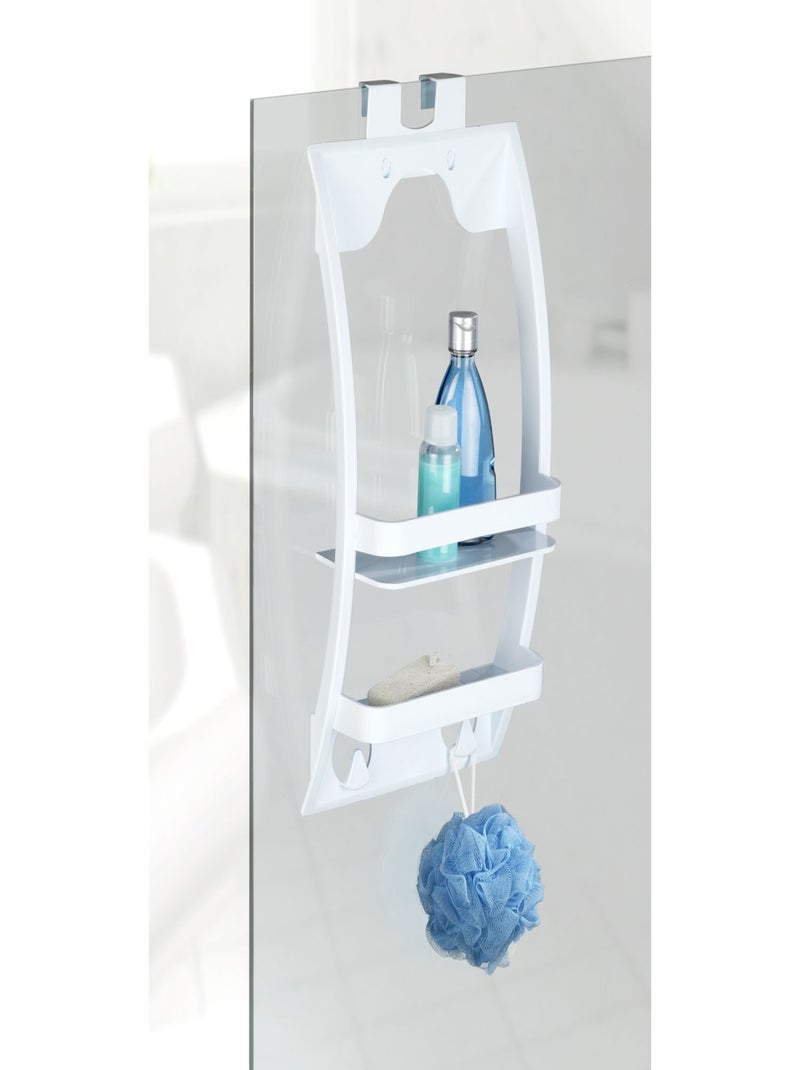 Etagère de douche suspendue 2 niveaux et 2 crochets Blanc - Kiabi