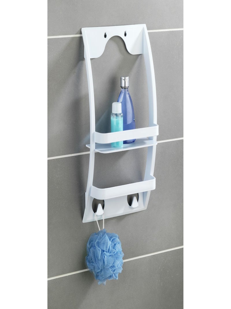 Etagère de douche suspendue 2 niveaux et 2 crochets Blanc - Kiabi