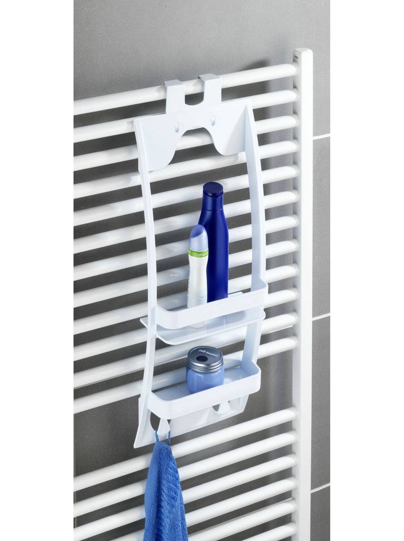 Etagère de douche suspendue 2 niveaux et 2 crochets Blanc - Kiabi