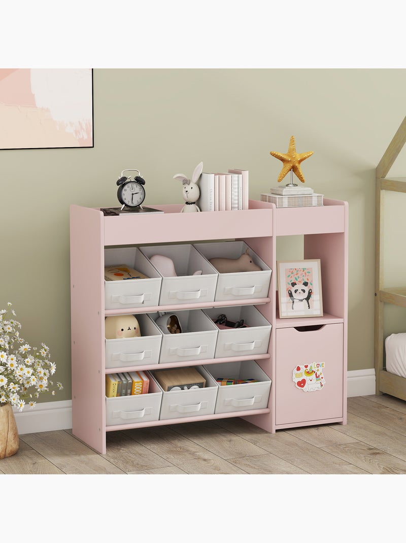 Etagère de rangement enfant 9 boîtes amovibles porte niche 2 compartiments Rose - Kiabi