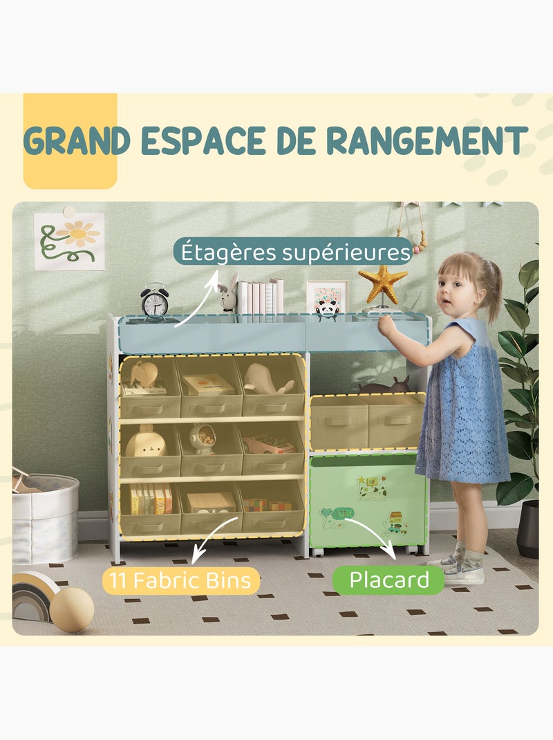 Étagère de rangement enfant design - 1 + 11 tiroirs - autocollants - mdf blanc non tissé gris Blanc Blanc - Kiabi