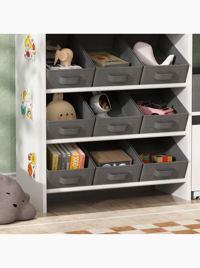 Étagère de rangement enfant design - 1 + 11 tiroirs - autocollants - mdf blanc non tissé gris Blanc Blanc - Kiabi