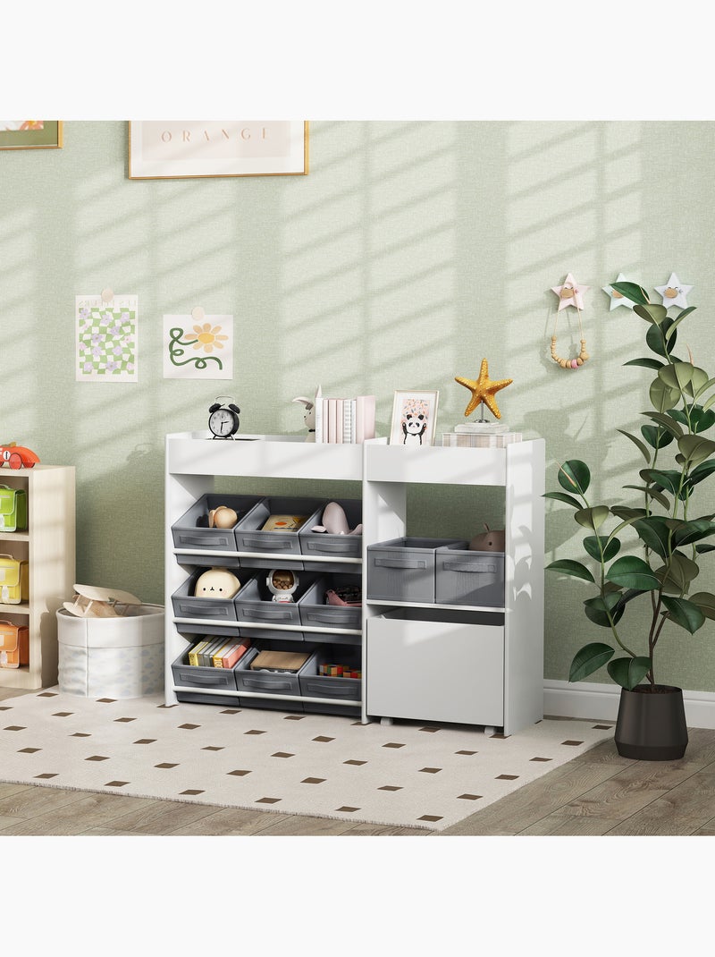 Étagère de rangement enfant design - 1 + 11 tiroirs - autocollants - mdf blanc non tissé gris Blanc Blanc - Kiabi