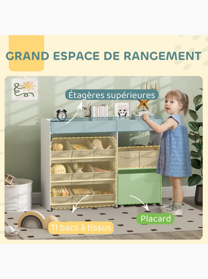 Étagère de rangement enfant design - 1 + 11 tiroirs - autocollants - mdf blanc non tissé gris Blanc Blanc - Kiabi
