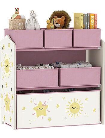 Étagère de rangement enfant design étoile et soleil - 6 tiroirs