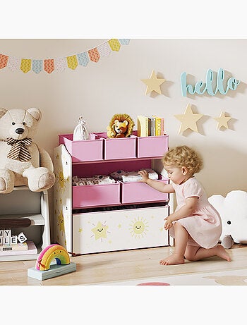 Étagère de rangement enfant design étoile et soleil - 6 tiroirs