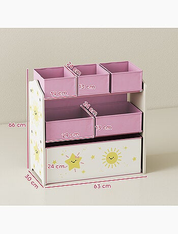 Étagère de rangement enfant design étoile et soleil - 6 tiroirs