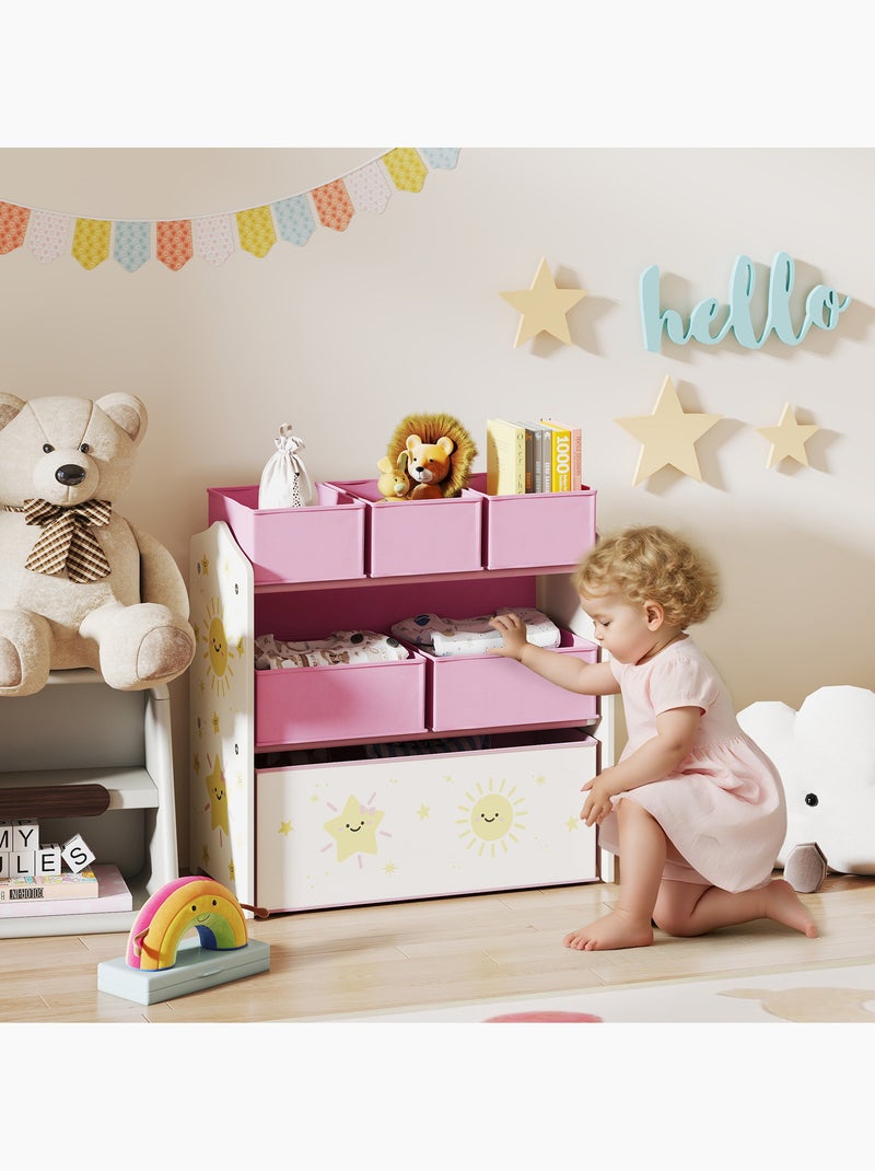 Étagère de rangement enfant design étoile et soleil - 6 tiroirs Rose - Kiabi