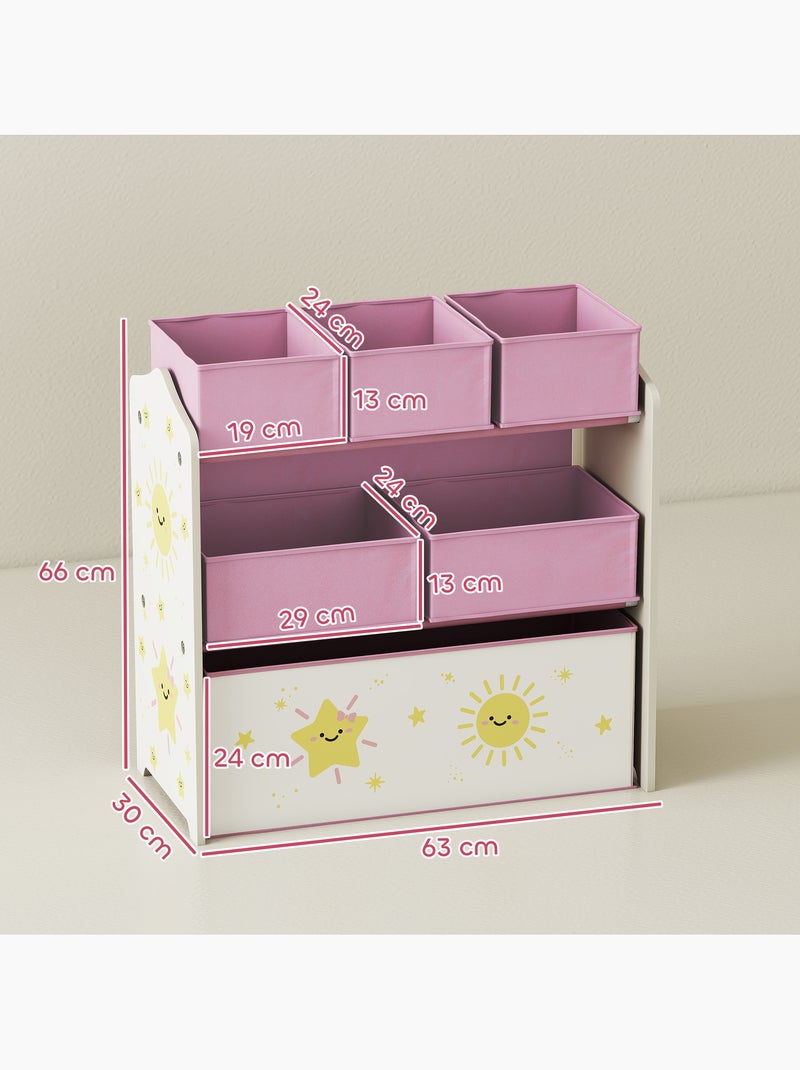 Étagère de rangement enfant design étoile et soleil - 6 tiroirs Rose - Kiabi