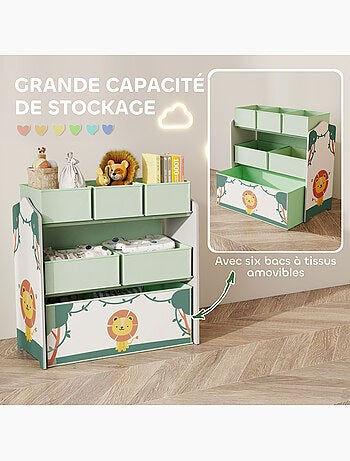Étagère de rangement enfant design lion - 6 tiroirs