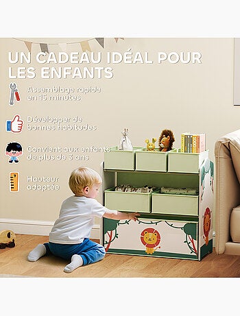 Étagère de rangement enfant design lion - 6 tiroirs