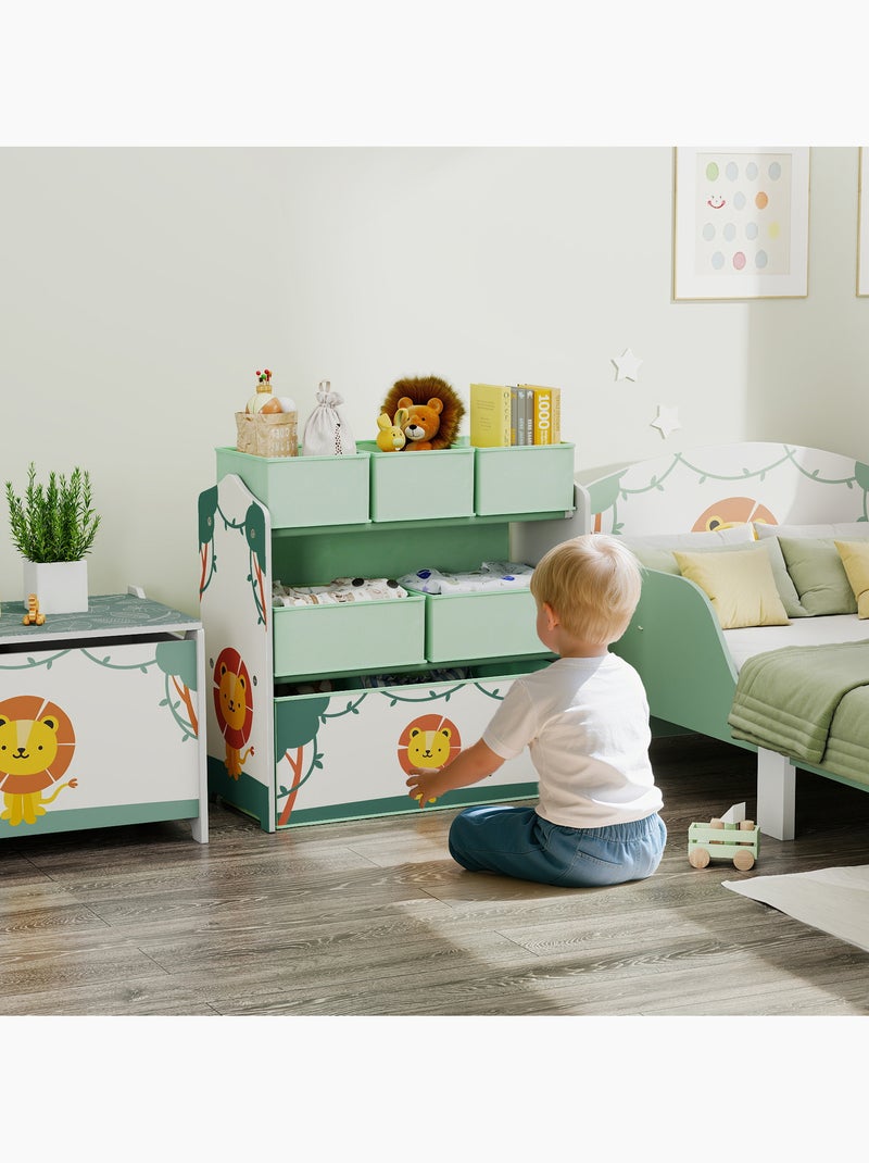 Étagère de rangement enfant design lion - 6 tiroirs Vert - Kiabi