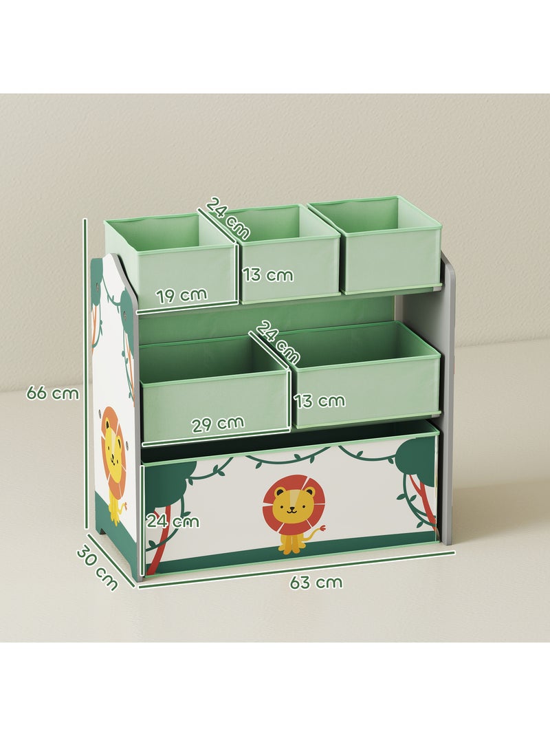 Étagère de rangement enfant design lion - 6 tiroirs Vert - Kiabi
