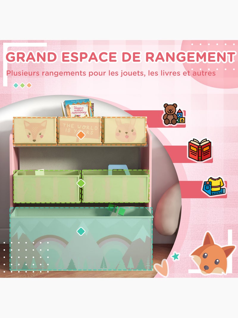 Étagère de rangement enfant design mountain adventure - 6 tiroirs Rose - Kiabi