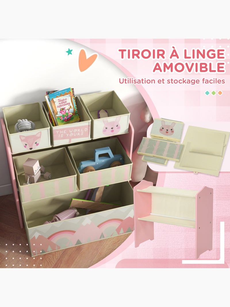 Étagère de rangement enfant design mountain adventure - 6 tiroirs Rose - Kiabi