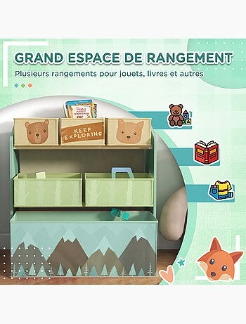 Étagère de rangement enfant design mountain adventure - 6 tiroirs